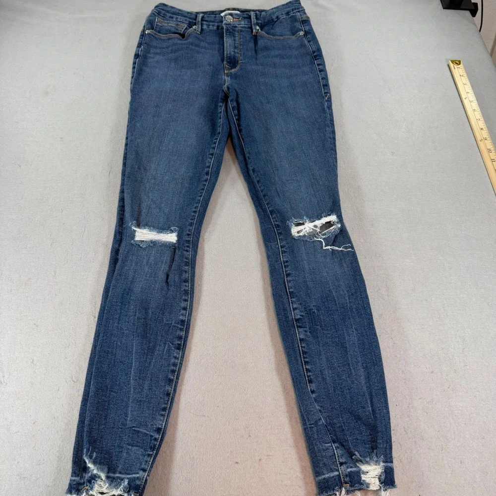 Good American Good Legs Skinny Jeans Womens 29 Distressed Raw Hem